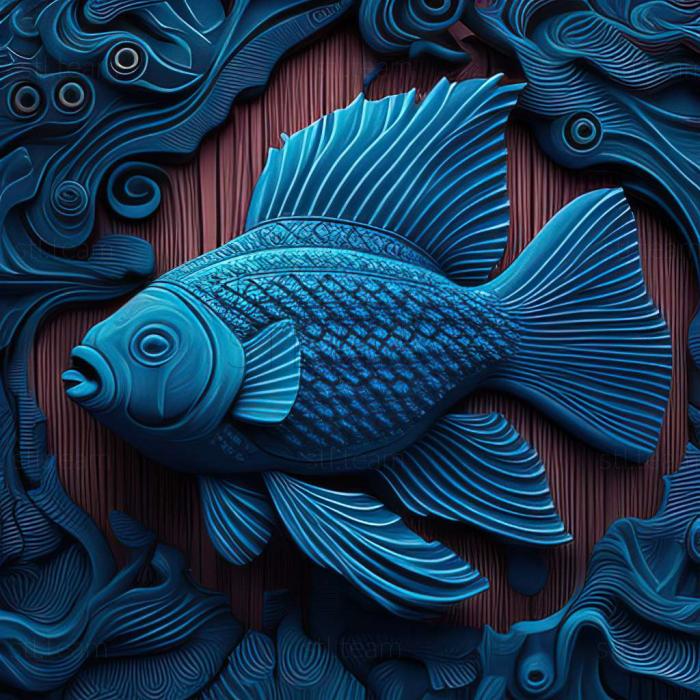 3D model Akara blue fish (STL)